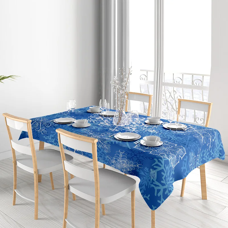 مفرش طاولة بنمط زهرة زرقاء من البوليستر المطبوع لتزيين غرفة الطعام 152 × 243 سم (طول) AliExpress.com تسوق عبر الإنترنت