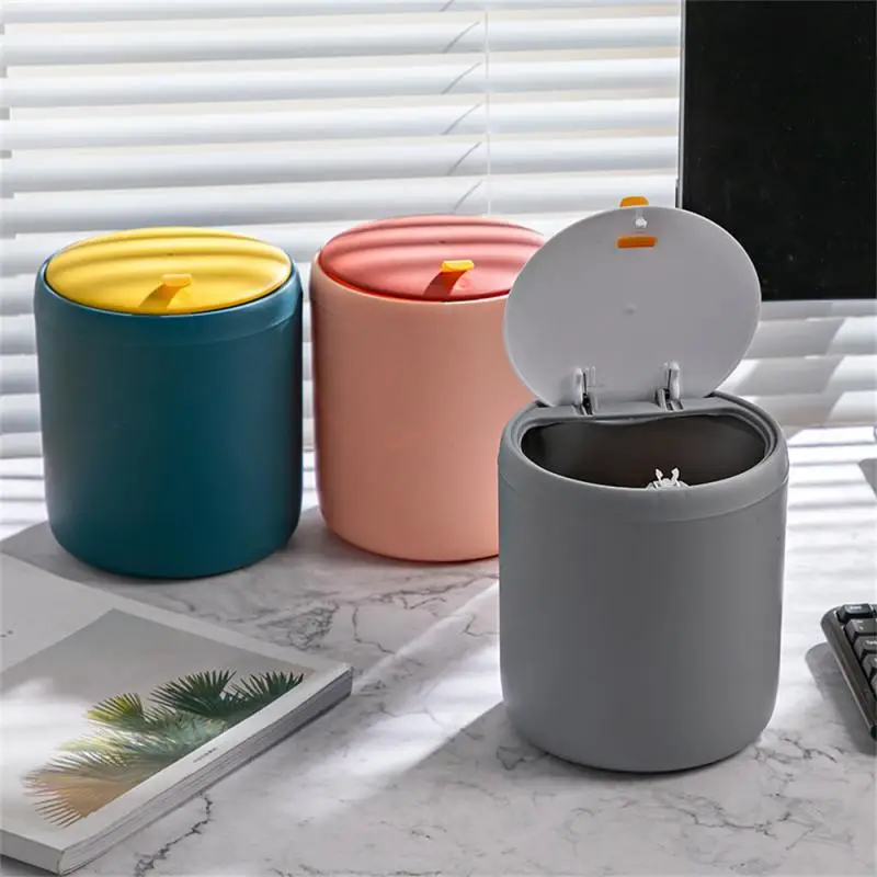 Desktop Waste Bin with Lid Universal Office Organizer Storage Home Garbage Basket Container Table Trash Bin Small Trash Can