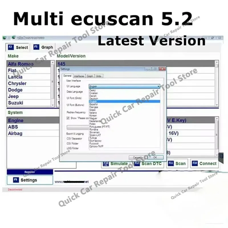 Multiecuscan V5.2 Registered Unlimited Keygen for obd2 Scanner Multi Ecu Scan work for ELM327 OBDII scanner Car Diagnostic Tool