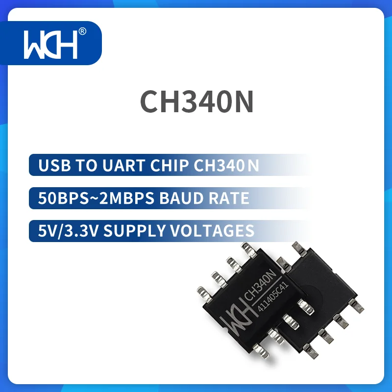 20Pcs/Lot USB to UART chip CH340 Integrated clock 2Mbps baud rate provides TNOW pin for RS485 SOP-16 MSOP-10 SOP-8