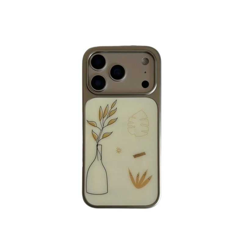 زهرة ترتيب الفن خط الكتابة على الجدران كريم الخريف والشتاء جراب هاتف آيفون 11/12/13/14/15/16/17 برو ماكس الهواء زائد الايبوكسي بولي يوريثان #6