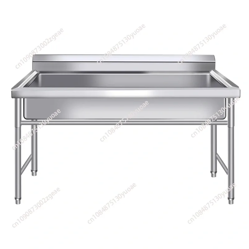 Commercial Stainless Steel Kitchen Sinks Floor-standing Dishwashing Large Single-tank for School Canteen Outdoor Washing Sinks