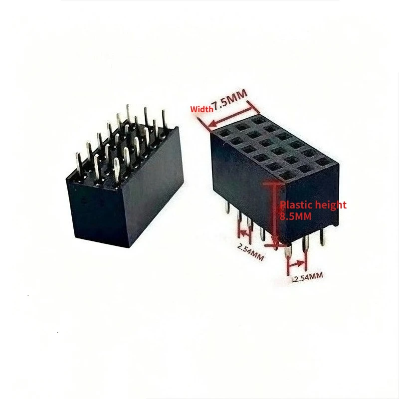 50pcs 2.54mm Pitch PH8.5 3 Row Female Header Straight Pin Socket Connector Gold Plated 3X2P/3/4/5/6/9/10-40P PCB Female Header