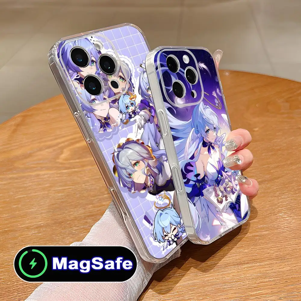 

Чехол для телефона Honkai Star Rail Robin для iPhone 17, 16, 14, 13, 12, 11 Air Pro Max Plus Mini Magsafe, прозрачный цветной чехол, красивый чехол