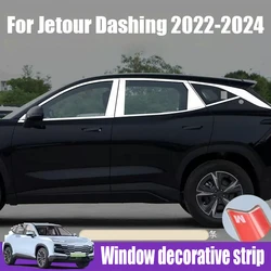 Car window decorative strip stainless steel external decoration modification accessories for Jetour Dashing 2022 2023 2024