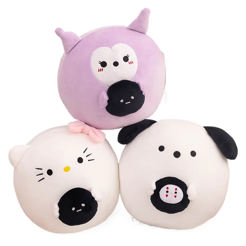 Sanrio Soft Recheado Almofada para Crianças, Cute Cartoon Pillow, Hello Kitty, My Melody, Kuromi Cinnamoroll, Circular Plush, Aniversário Xmas Gifts