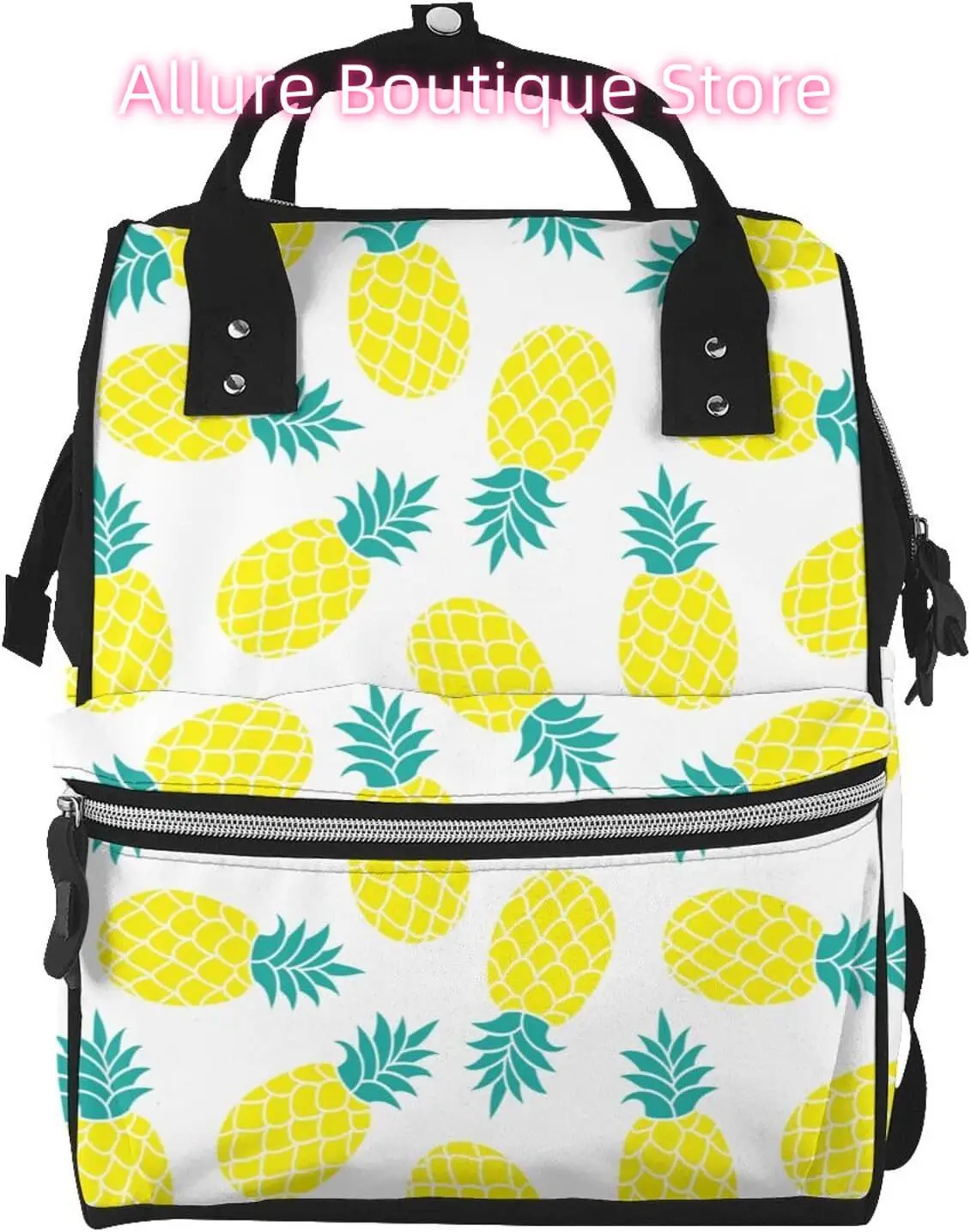

Summer Yellow Pineapple Diaper Bag Backpack for Women Large Capacity Nappy Bag Multifunction Waterproof Mummy Backpacks for Mom