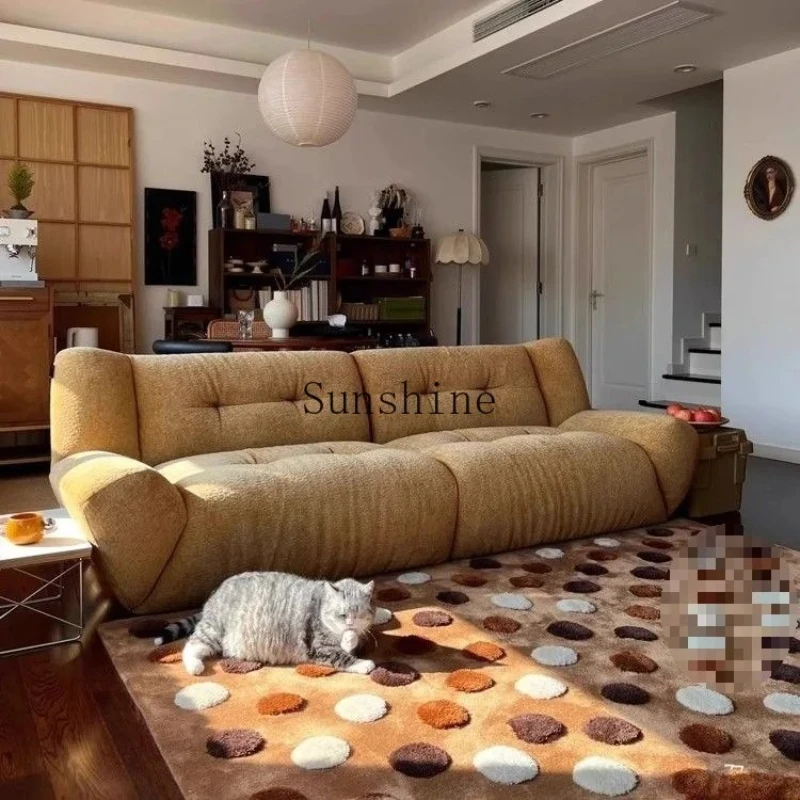 

French cream retro design, small apartment living room cloud fabric simple, combination, sofa