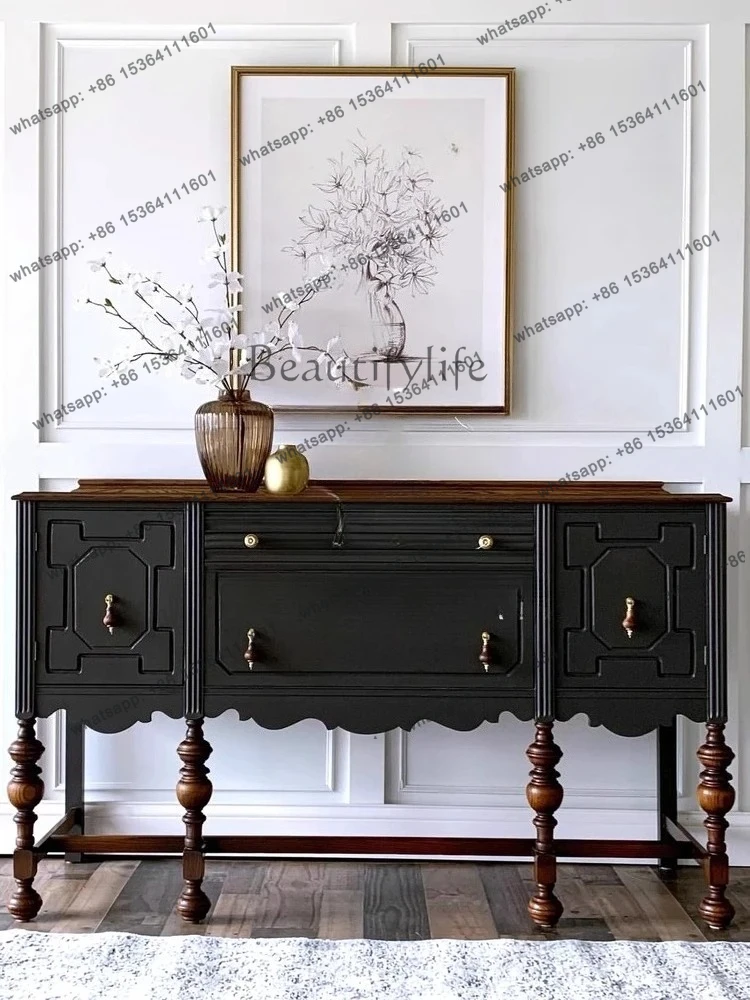 

French solid wood porch cabinet American living room locker bedroom decorative engraved cabinet can be customized