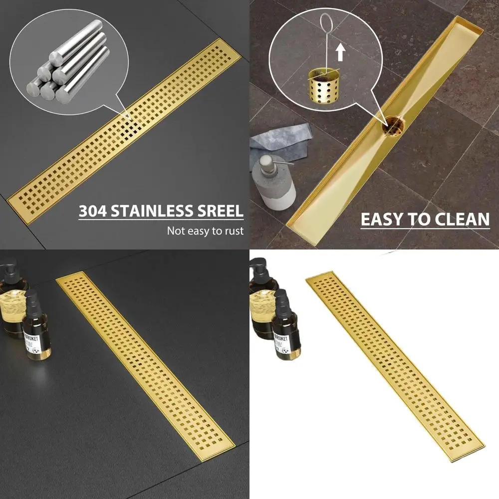 

Линейный душевой трап из матовой нержавеющей стали 18-го класса с съемной решеткой и фильтром для волос