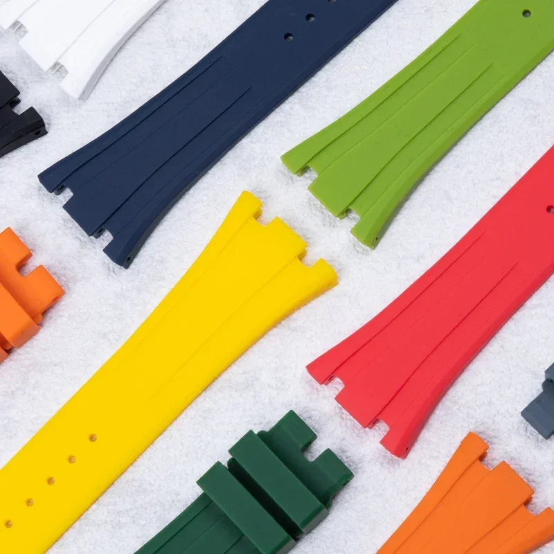 Seiko Waterproof Rubber Silicone Watch Strap for Ap Royal Oak 15400/26331/15500 in Orange, Green, and Blue  27mm Watchbands