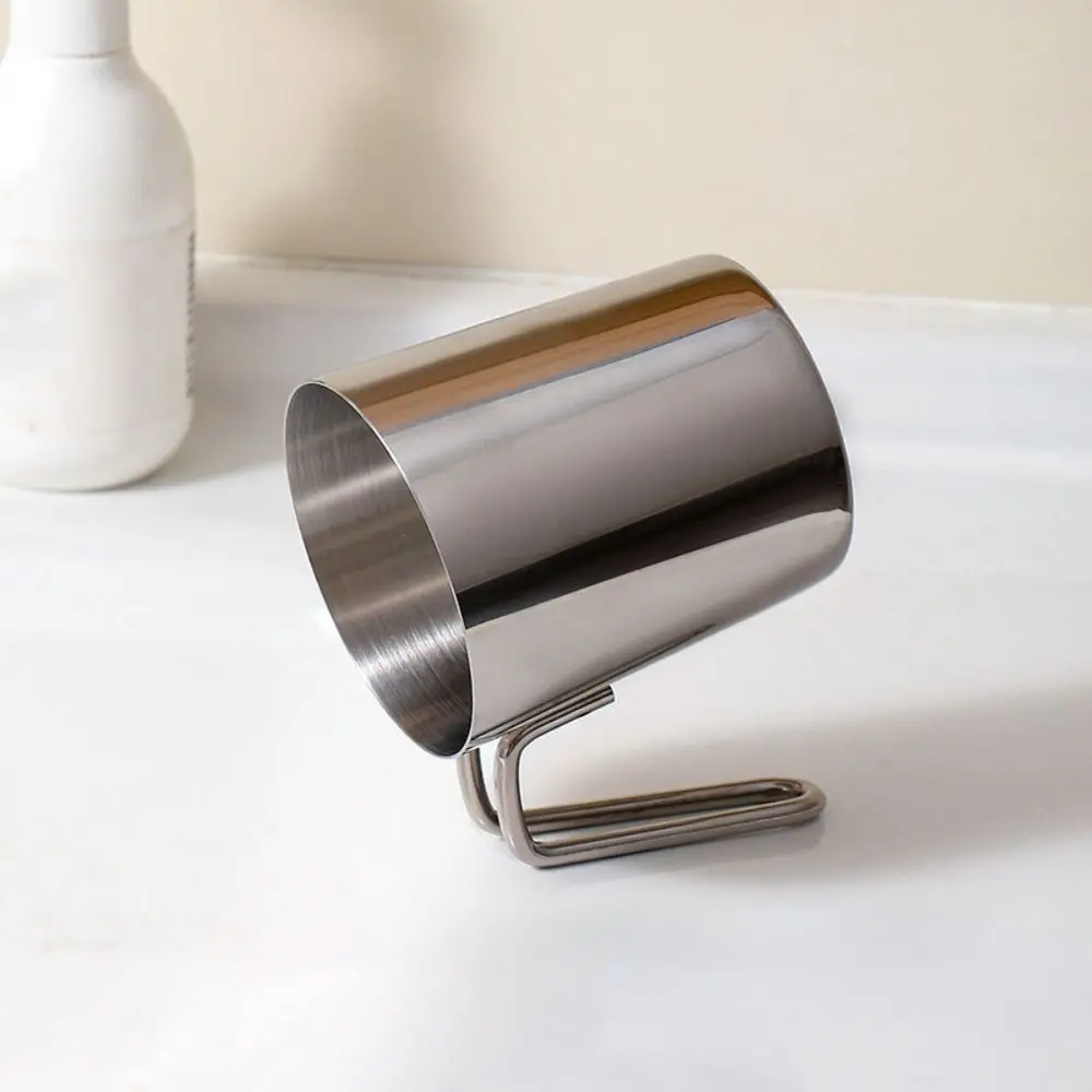 Easy Clean Stainless Steel Mouthwash Cup Anti-rust Inverted Rinse Cup with Handle Smooth Tooth Brushing Cup Household