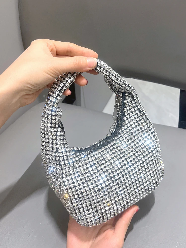 Błyszcząca kryształowa kopertówka rhinestone Ręcznie robione torebki i torebki luksusowa designerska wieczorowa kopertówka Torebka bankietowa — zdjęcie 2
