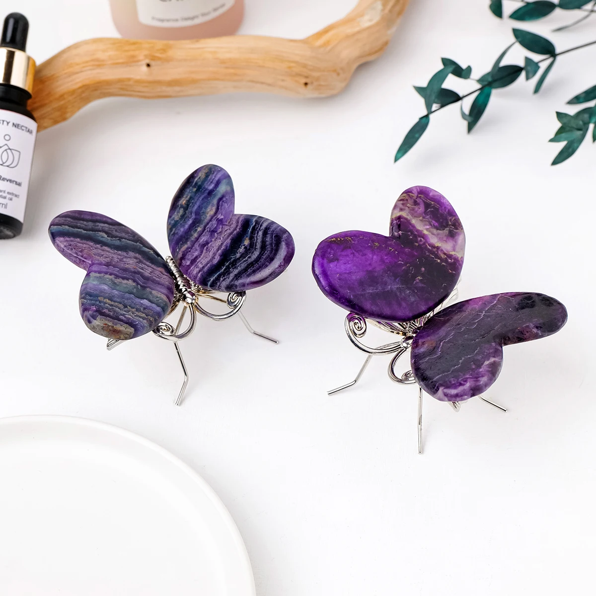 تمثال فراشة فلوريت قوس قزح طبيعي ، حجر كريستال ملون عشوائي ، نحت أحجار كريمة ، هدايا ديكورية منزلية ، 1 * *