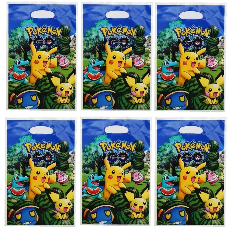 10pcs Pokemon Gift Bags Birthday Party Decoration Pikachu Goody Biscuit Package Candy Kids Gifts for Baby Shower Party Supplies