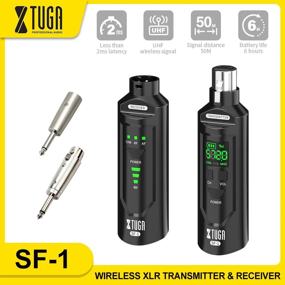 XTUGA SF-1 UHF Professional Microphone Wireless Converter XLR Adapter Rechargeable Battery For Dynamic/Capacitive Microphones