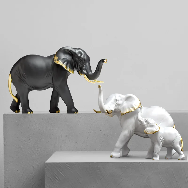 

Black and White Elephant Statues, Vibrant Statues That Enhance Beauty, Animal Statues, Indoor Decorations