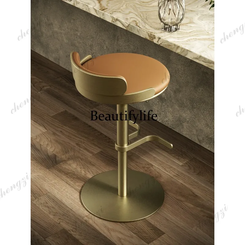 A74 Italian light luxury high-footed new bar chair island chair light luxury high-end home dining chair