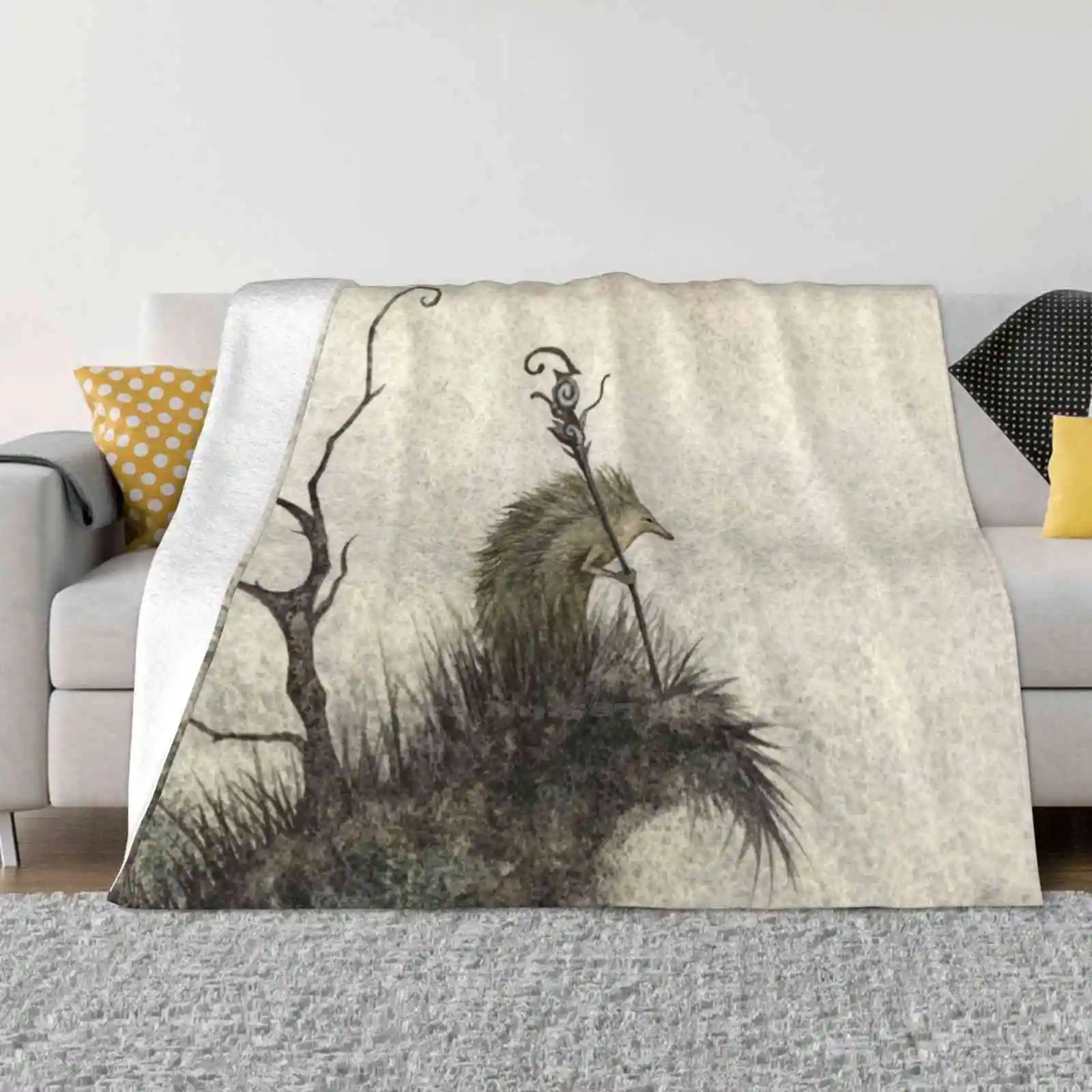 Shaman Soft Warm Throw Blanket Fairy Shaman Hedgehog Magick Fantasy Whimsical Amy Brown Black Wizard