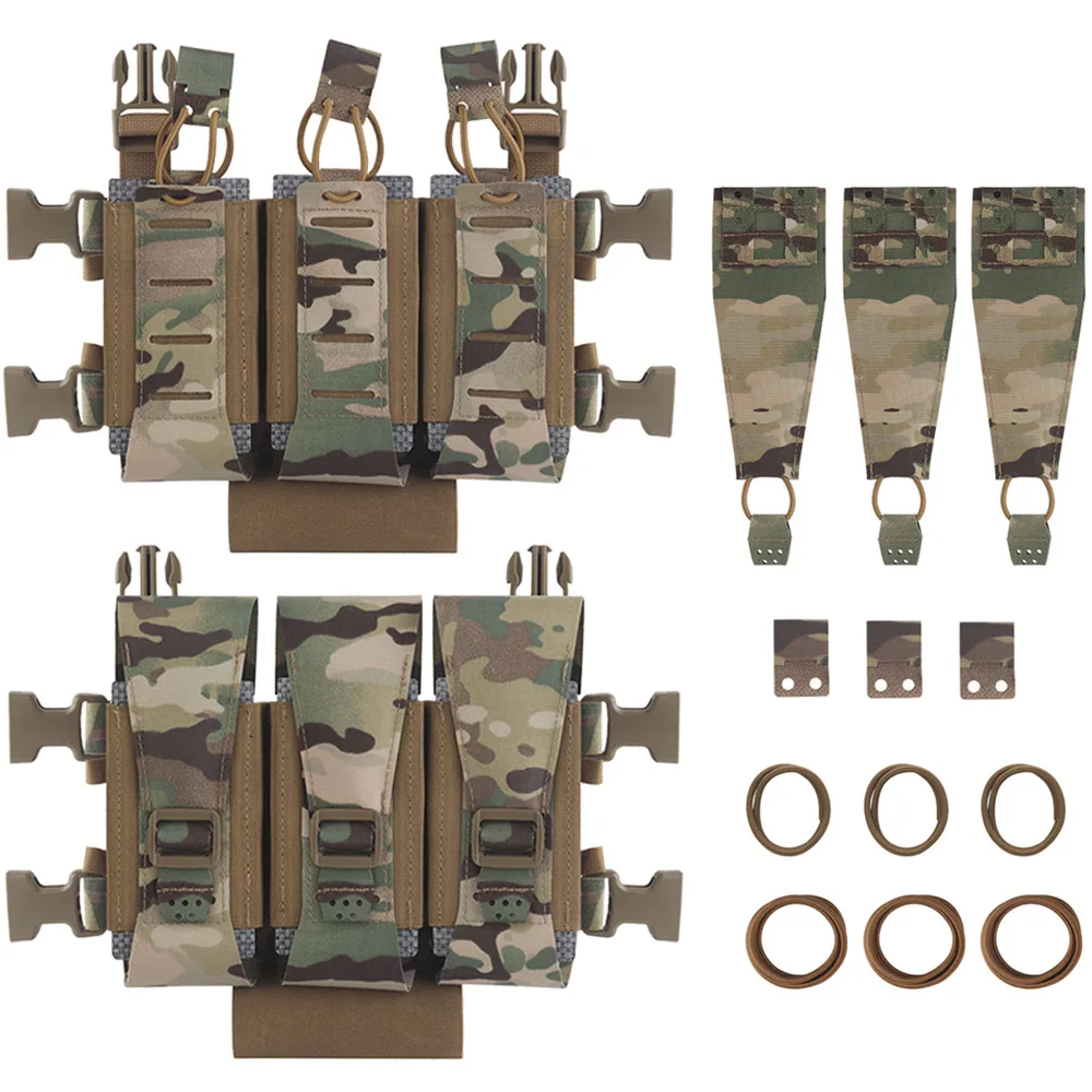 WG Multifunction 5.56 Triple Mag Pouch Front Panel Bag for Tactical Airsoft Vest Plate Carrier Fit MOLLE Quick Release System