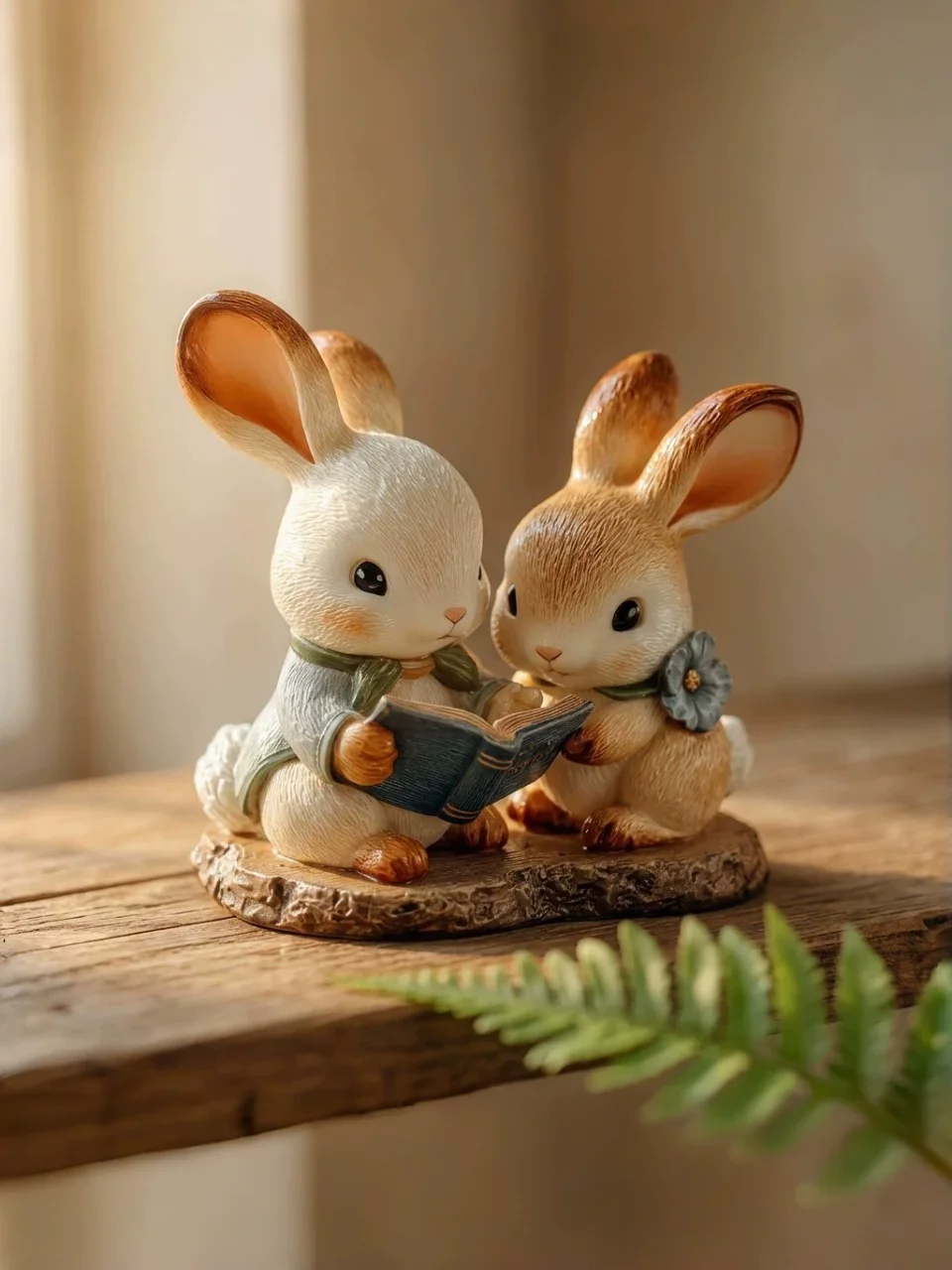 Cute Reading Bunny Desktop Decoration American Pastoral Style Study Cabinet Bedroom Balcony Courtyard Landscaping Decor