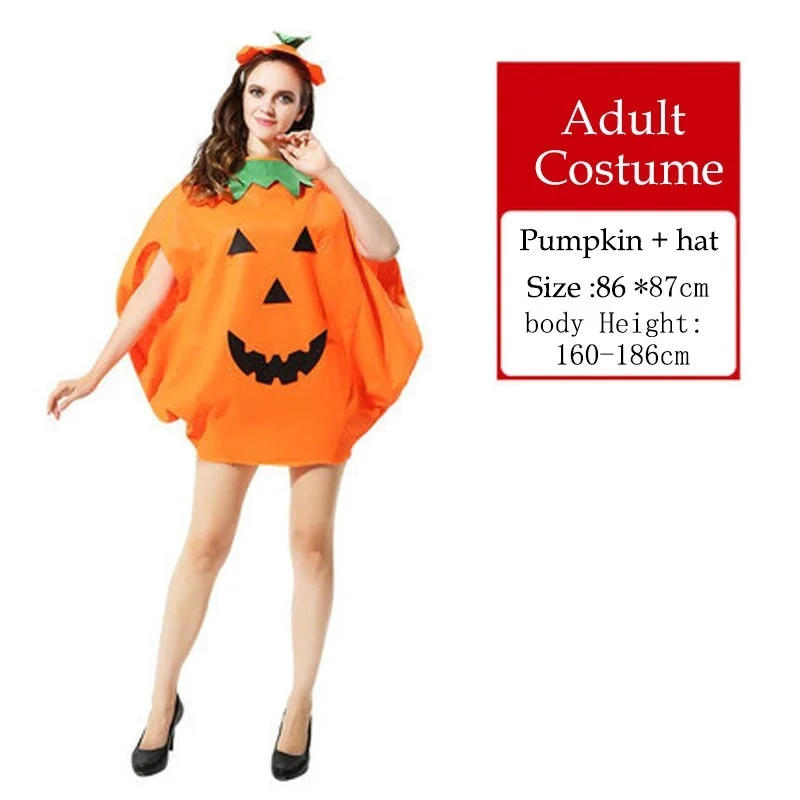 

New Halloween Pumpkin Costume Set With Hat And Bag Complete Outfit For Adults Kids Fancy Dress Party Holiday Gift Supplies