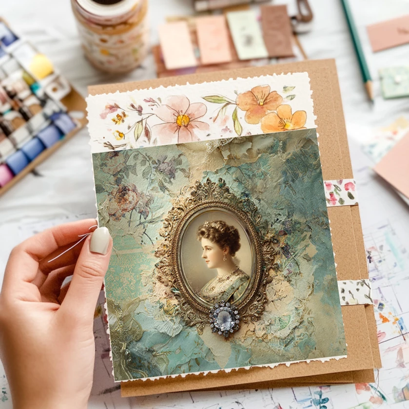 Set Kertas Scrapbook 6x6 inci (36 Lembar): Pola Cat Air Floral untuk Scrapbooking, Origami & Dekorasi Planner – Perlengkapan Kreatif