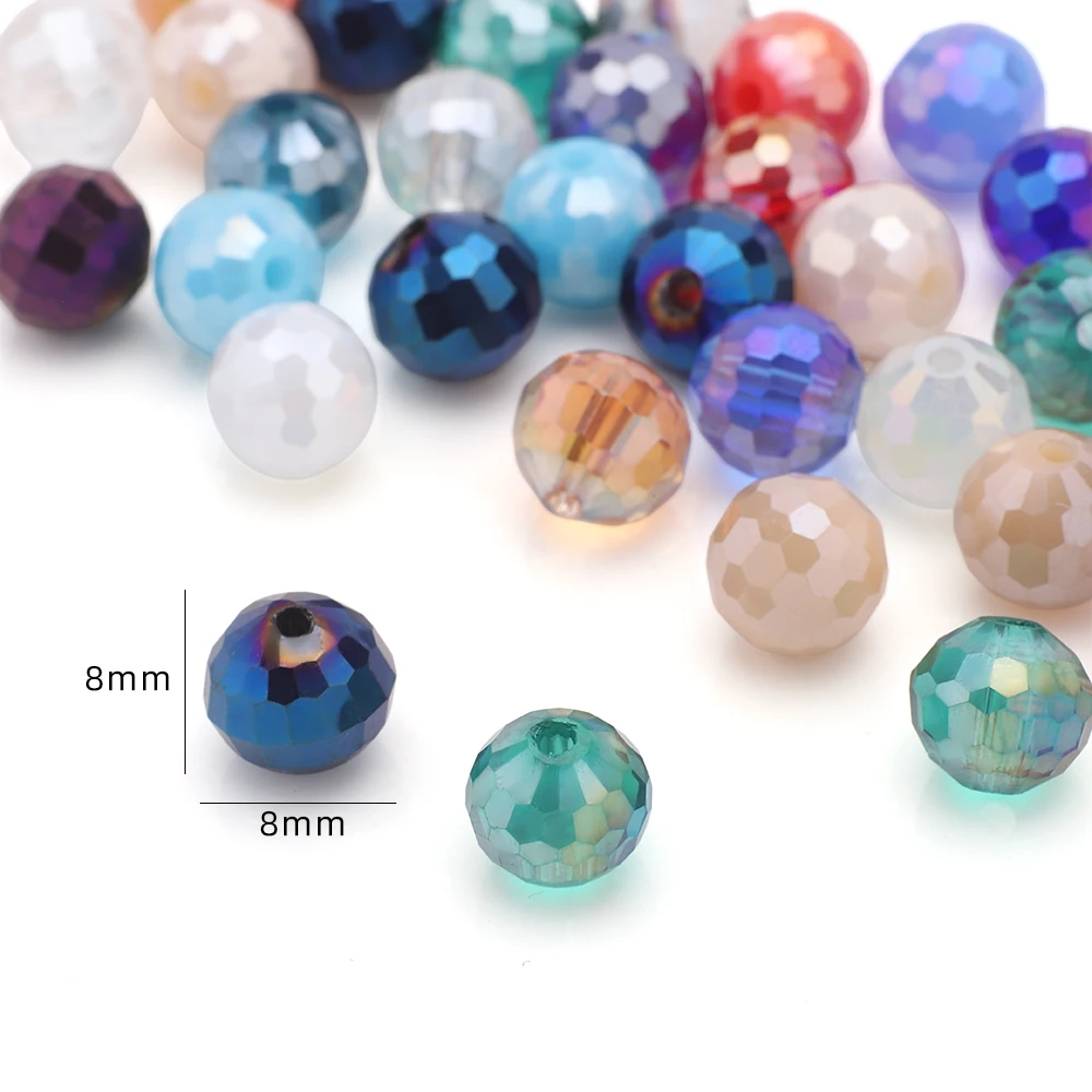 36 Pcs 8mm round Beads 96-Facets Ball Austria Crystal Glass for DIY Jewelry Making - Bracelets Earrings Necklaces Accessories
