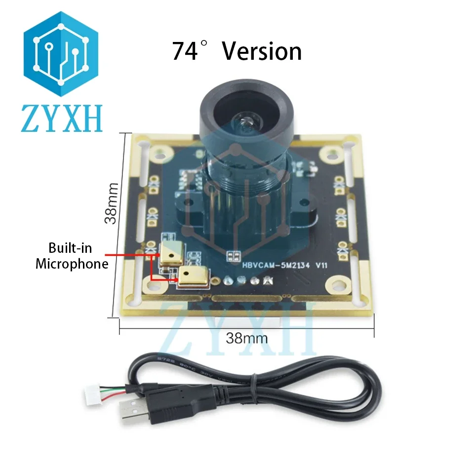 OV5693 USB Camera Module 5 Million Pixel 74°/76°/100°/120° View Vision Auto/Manual Focus Built-in Microphone Free Driver