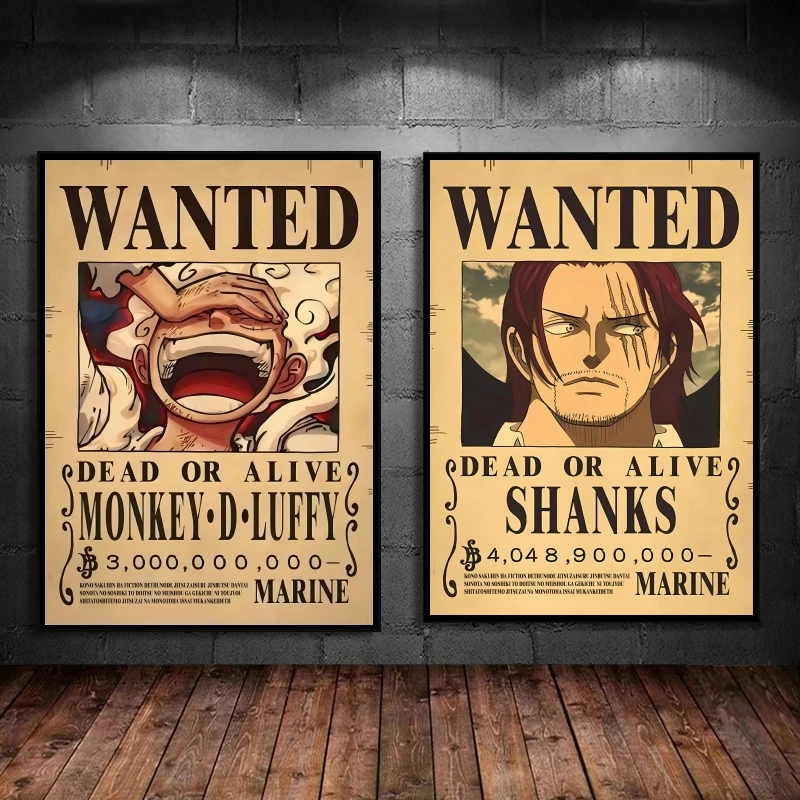 

Anime Cartoon Poster O-One P-Piece Luffy Shanks HD Bounty Posters Home Room Bar Cafe Decor Art Wall Painting Picture Classic