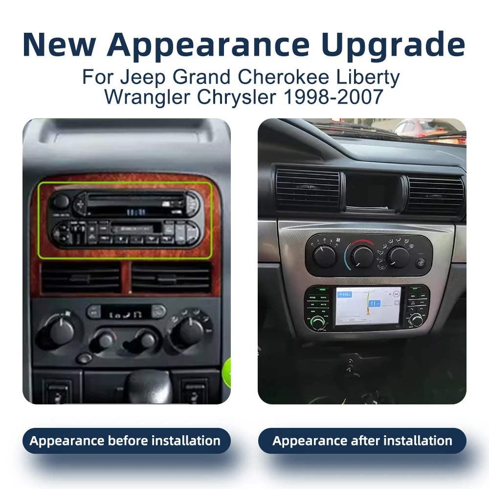 For Jeep Grand Cherokee Liberty Wrangler Chrysler 1998-2007 Android 14 Car Radio Multimedia Player Navigation CarPlay Bluetooth