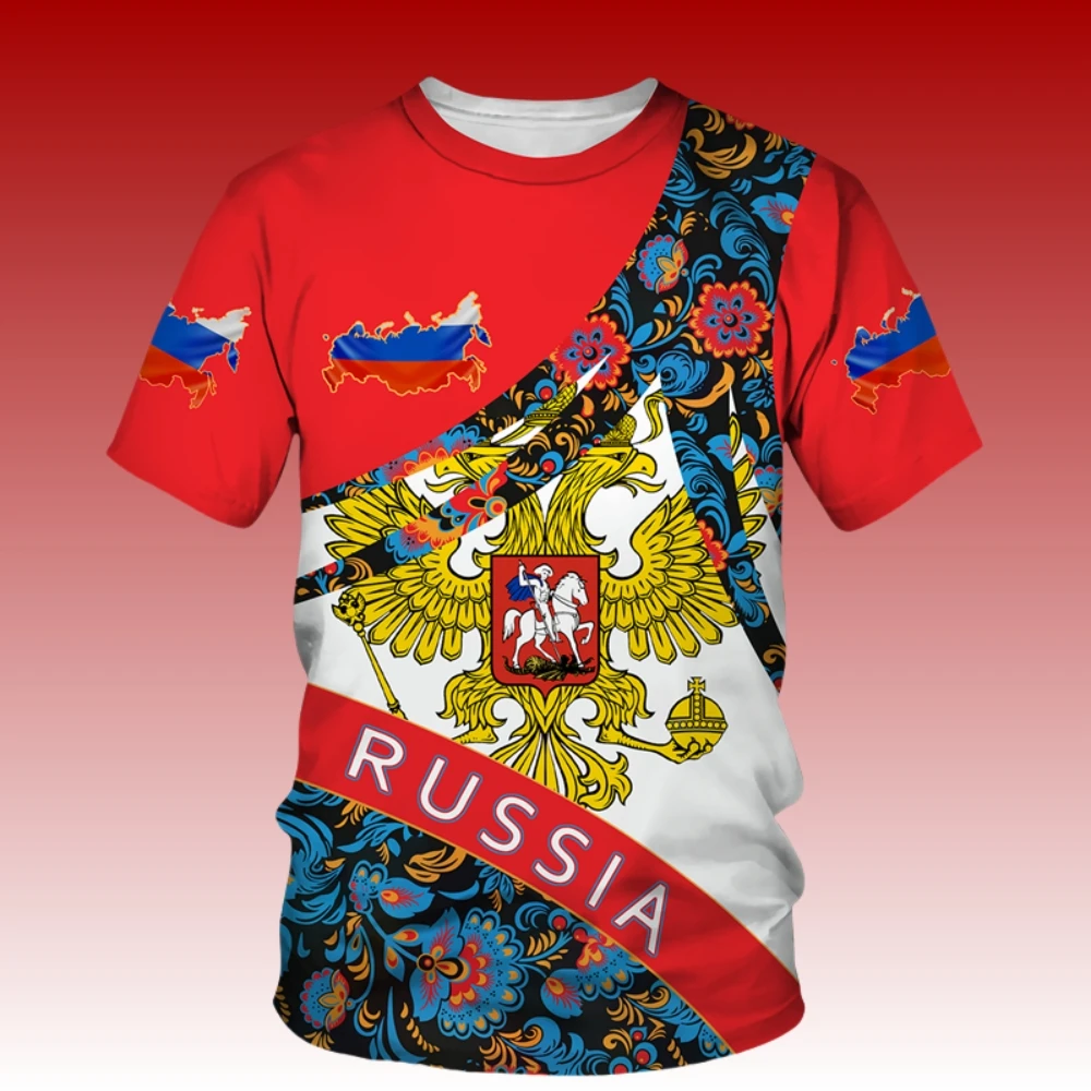 

Russia Fashion Men's T-Shirts Lightweight 3D Print Russian Flag Tee Casual Comfort Short-Sleeved Top Streetwear Men's Clothing