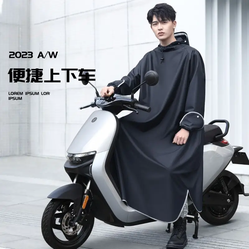 Raincoat Electric Battery Motorcycle Men Suit Long Full Body Rainproof Single Adult Sleeved Riding Poncho