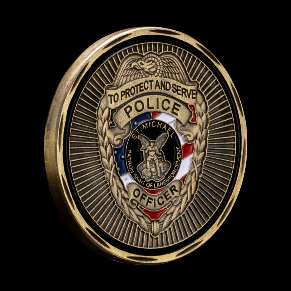 United States Blue Line Skull Bronze Coin To Protect and Serve Collectible Challenge Coin Police Officer Commemorative Coin