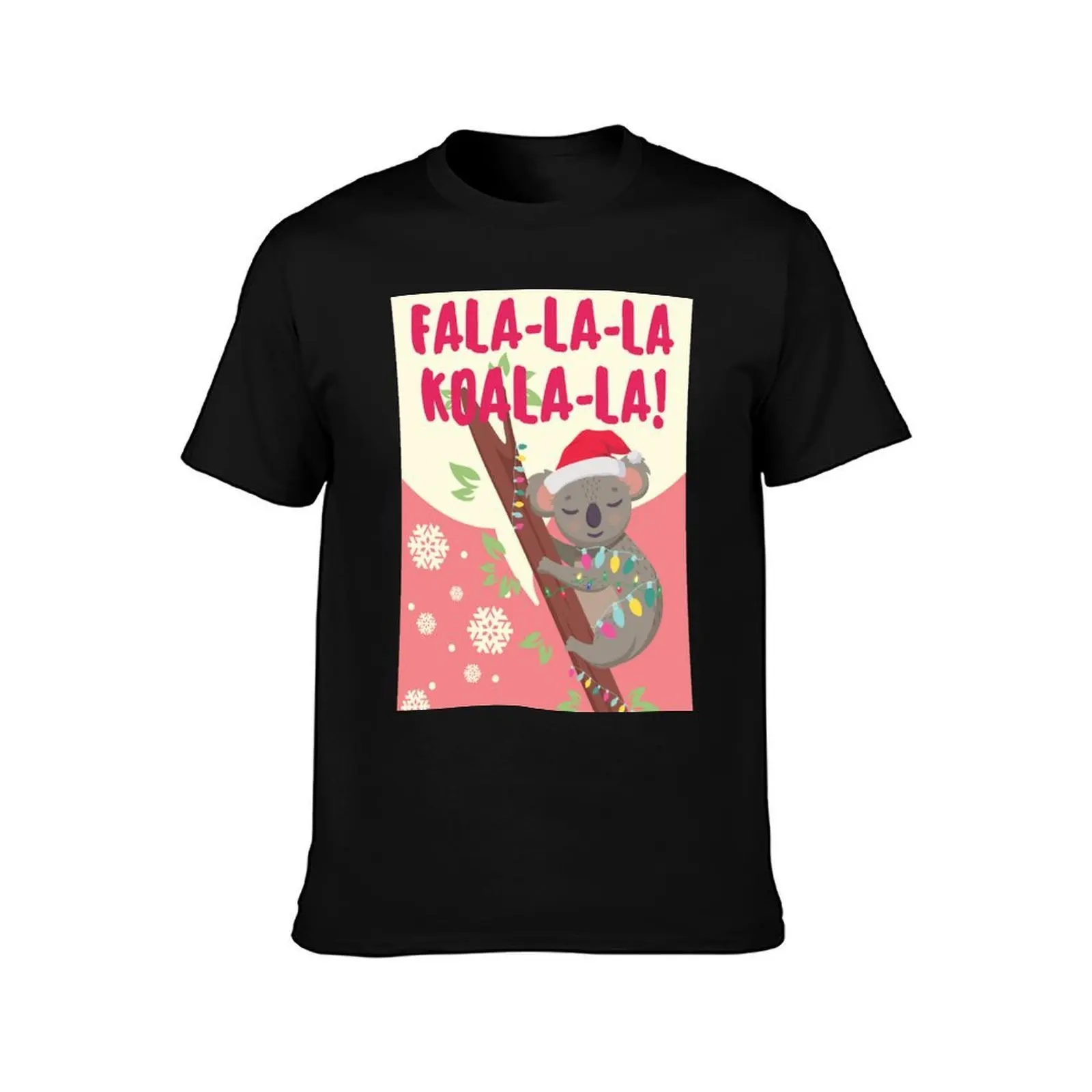 falalala koala la / christmas koala greeting T-Shirt, Summer Casual Cotton Tee, Oversized Streetwear Tops, Vintage Graphic Print