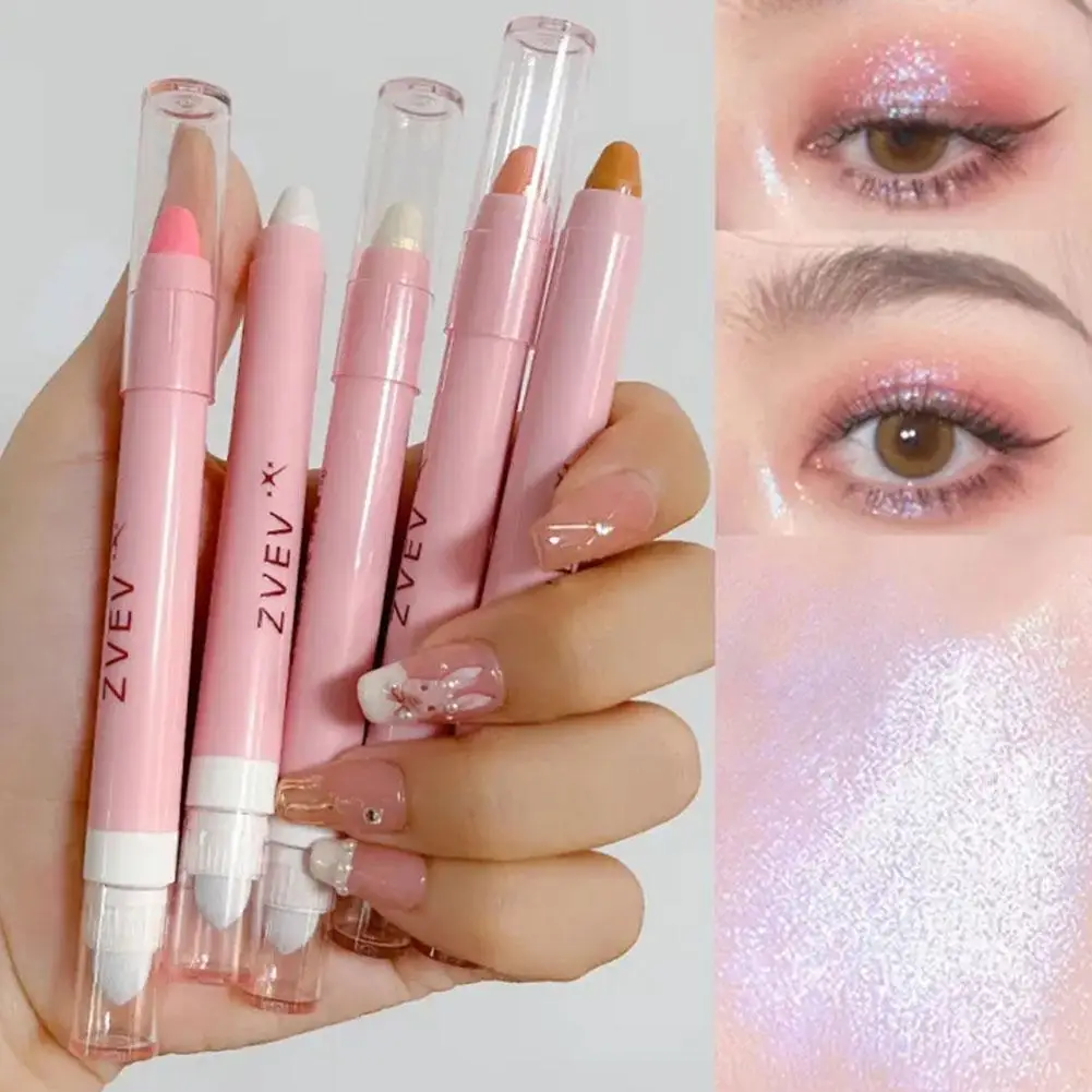 Glitter Branco Deitado Silkworm Highlighter Lápis, Lasting Eye Brightening, Maquiagem De Canto Cosmético Coreano, Sombra Perolado U8P6