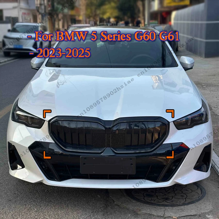 Front Kidney With LED White Light Racing Grille For BMW 5 Series G60 G61 520i 530e I5 2023-2025 Lossless Upgrade Car Accessories