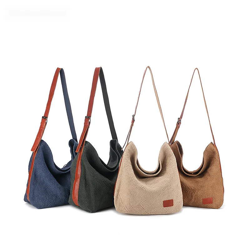 Bolso cruzado Retro de lona, bolsa sencilla de gran capacidad, informal, de un solo hombro, novedad de 2024