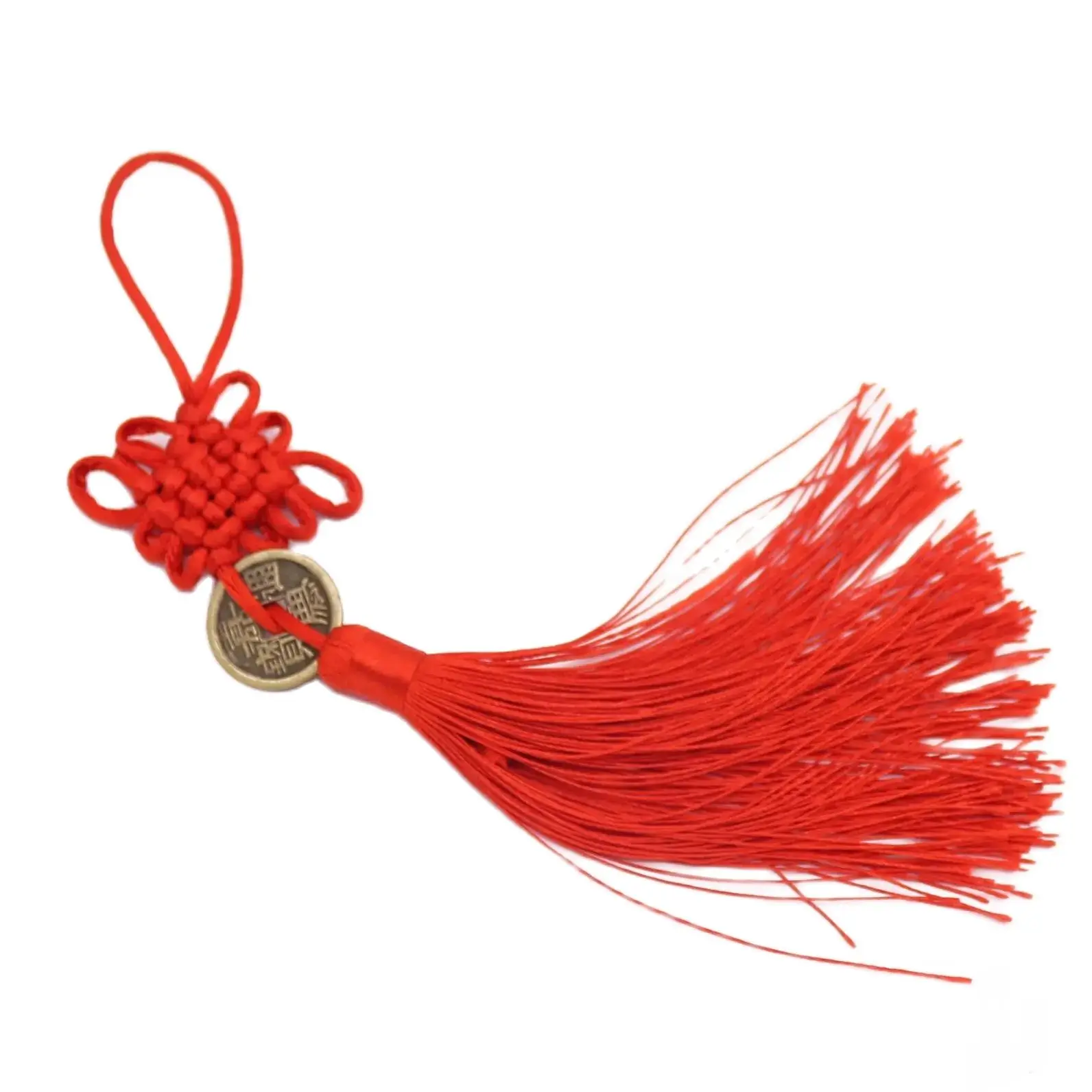 1-шт-китайский-узел-латунь-металл-23-мм-императорская-монета-красная-кисточка-богатство-удача-длина-9-дюймов