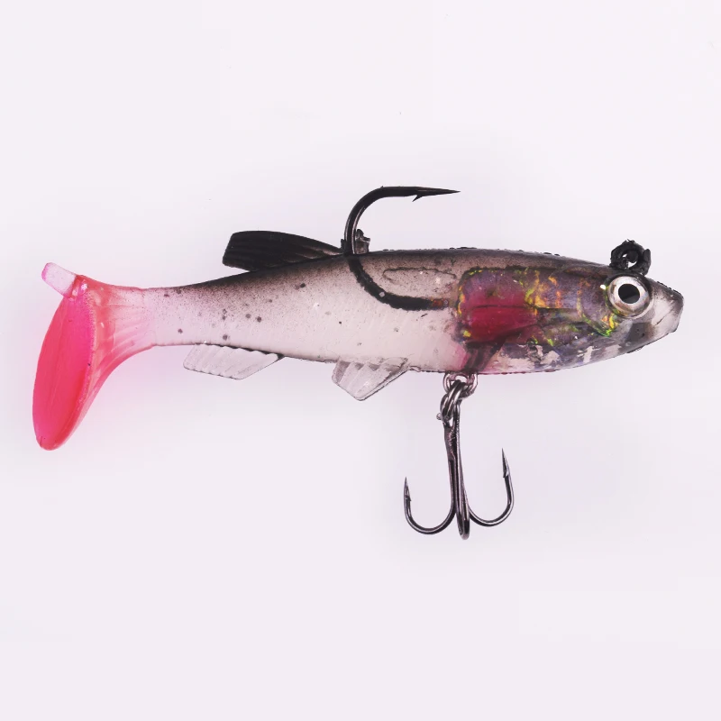 Señuelos de silicona suave para Pesca, cebo blando de cola en T de 7,5 cm y 11,5g para Lucio, lubina Artificial, aparejos de Pesca, 1 unidad