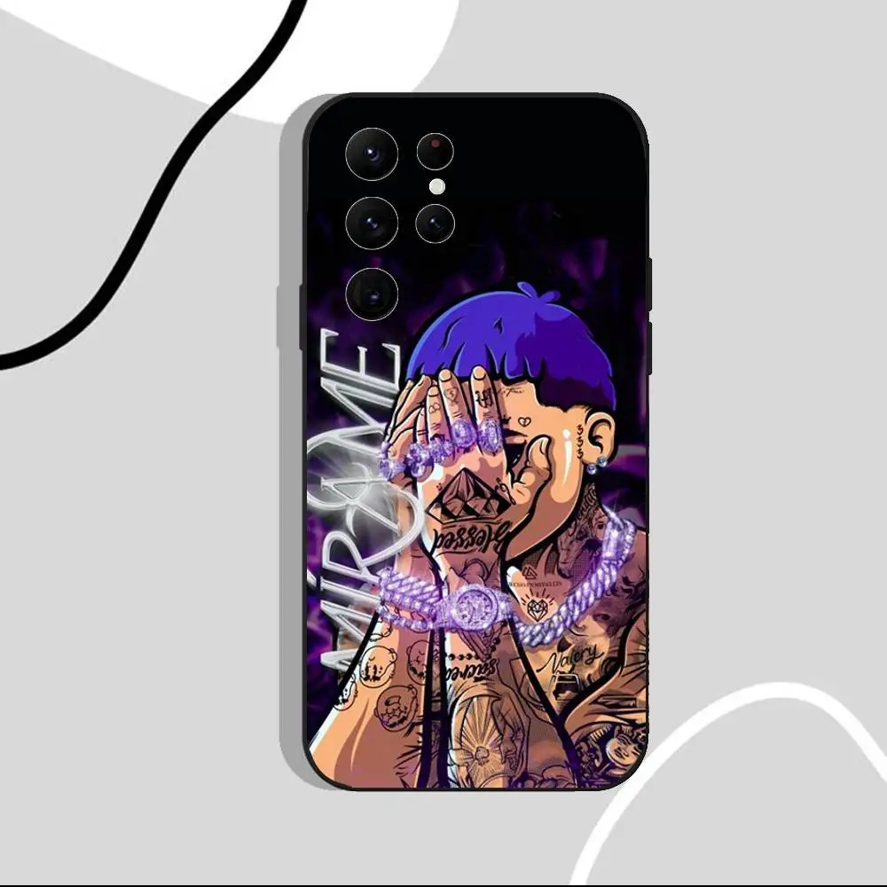 حافظة هاتف Blessd Cantante Rapper لهاتف سامسونج S25، S24 Ultra، S20، S30 plus، S22 Plus، S23، Ultra 5G غلاف أسود من السيليكون #3