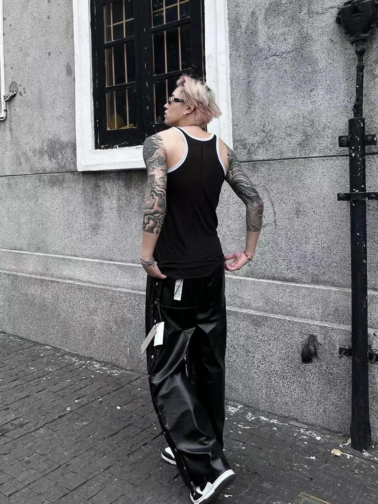 Men Casual Vest Cotton Gothic Men\'s Long Tank Tops Tees Summer Streetwear Short Sleeved Black T Shirt