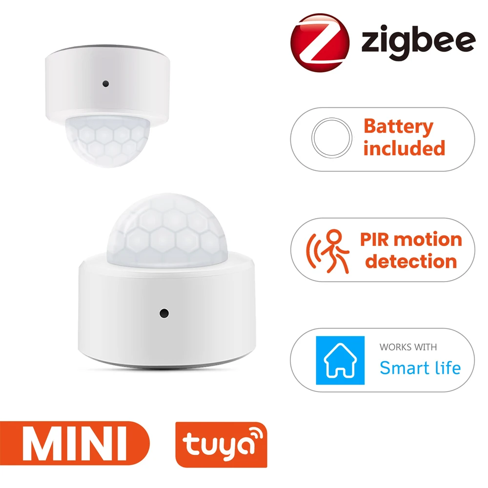 COOLO Tuya ZigBee Mini PIR Motion Sensor Smart Home Security Burglar Alarm Sensor Smart Life Works With Amazon Alexa Google Home