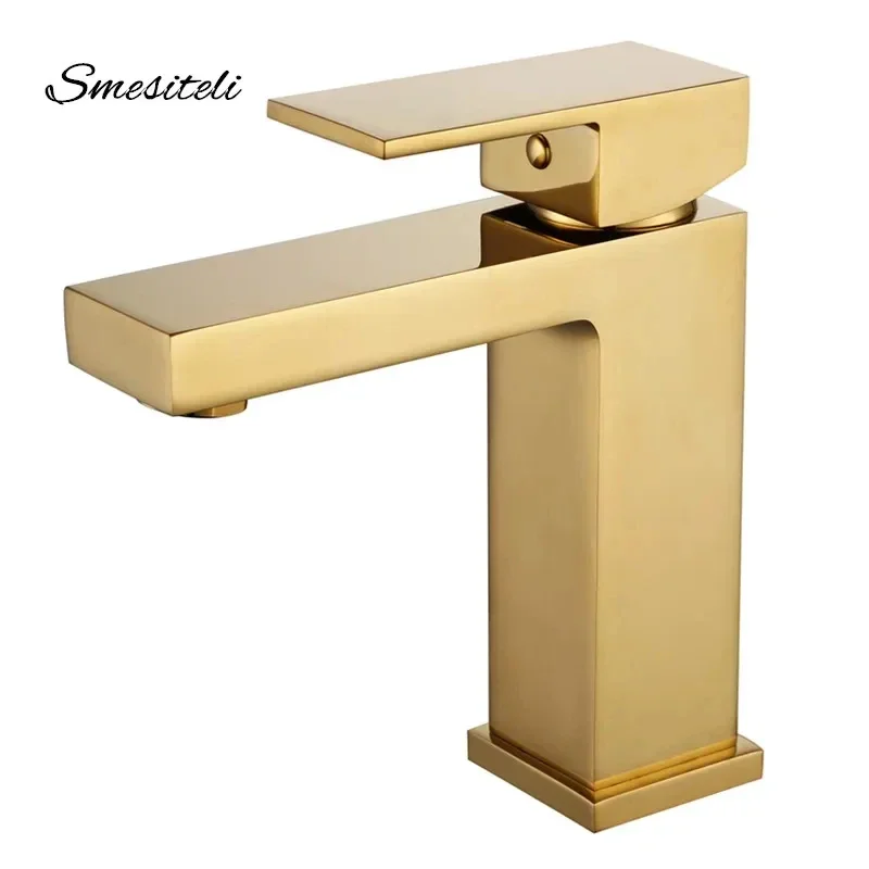 

Smesiteli 10 Year Warranty Luxury Style Gold Finish Brass Basin Faucet Cold And Hot Water Mixer Torneira Da Bacia Single Handle