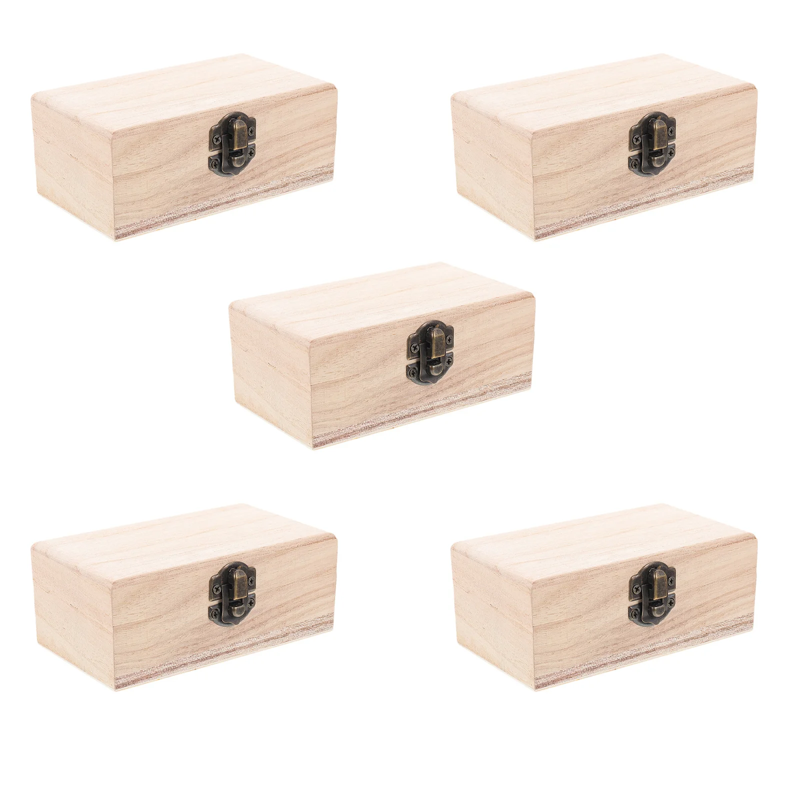 

5Pcs Colored Rectangle Wood Box High Grade Jewelry Storage Case Chic Wooden Jewelry Box Multipurpose Sundries Organizer