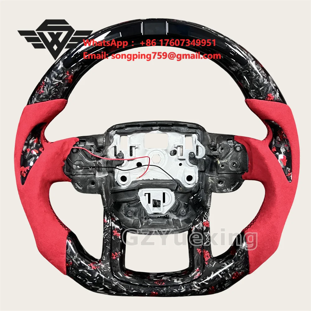 For Land Rover Forged Carbon Steering Wheel for Range Rover Range Rover Velar Red Alcantara LED Forged Carbon Steering Wheel