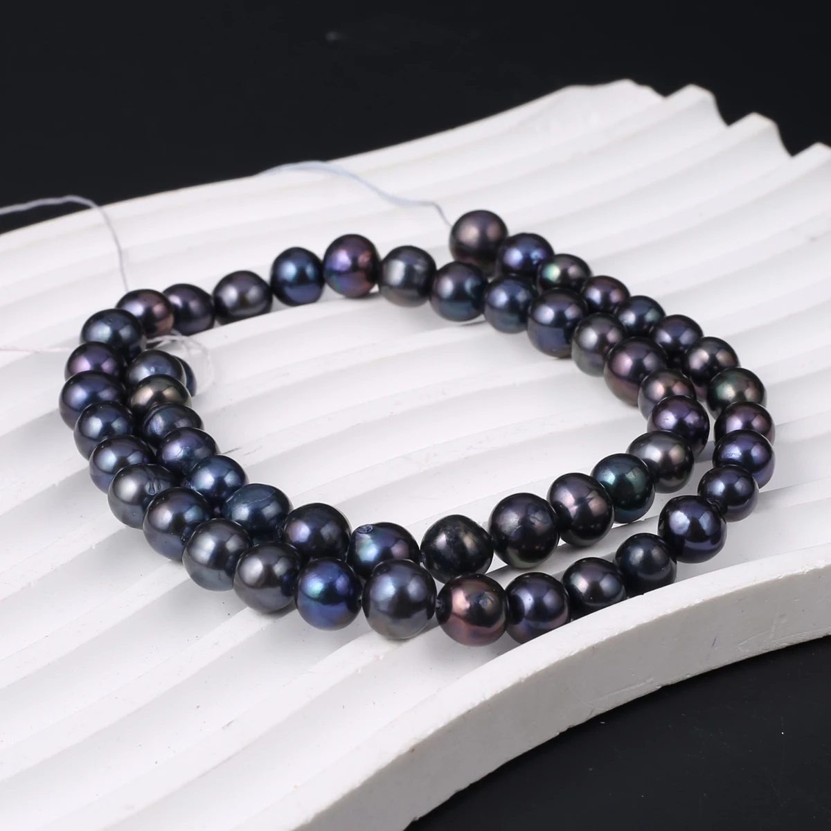 Natural Black Pearl Beads Round Shape 7-8mm Natural Freshwater Pearl Loose Beaded for Making DIY Jewerly Necklace Bracelet