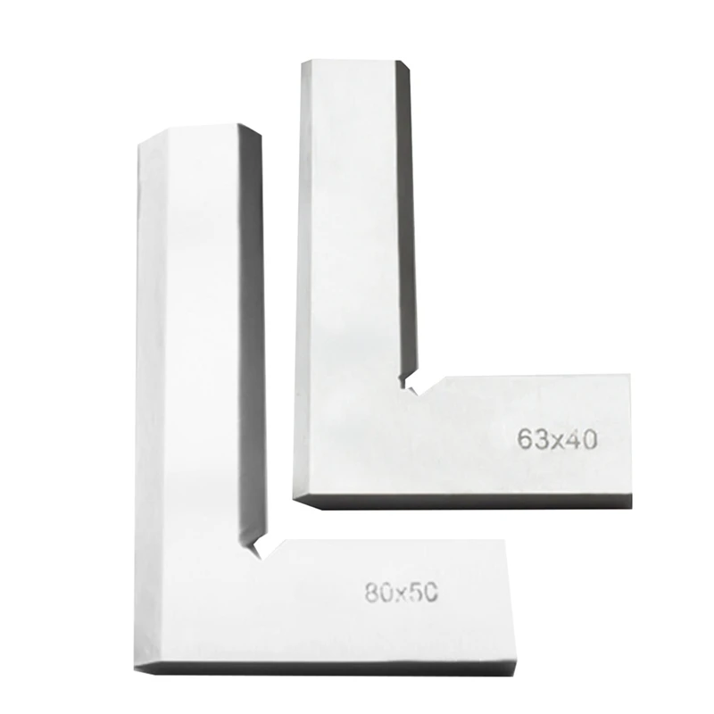 ГОРЯЧАЯ ПРОДАЖА, 2 шт., прецизионная квадратная линейка с краями ножа, 90 градусов, прямоугольная линейка, инженерный измерительный инструмент, 80X50 мм и 63X40 мм