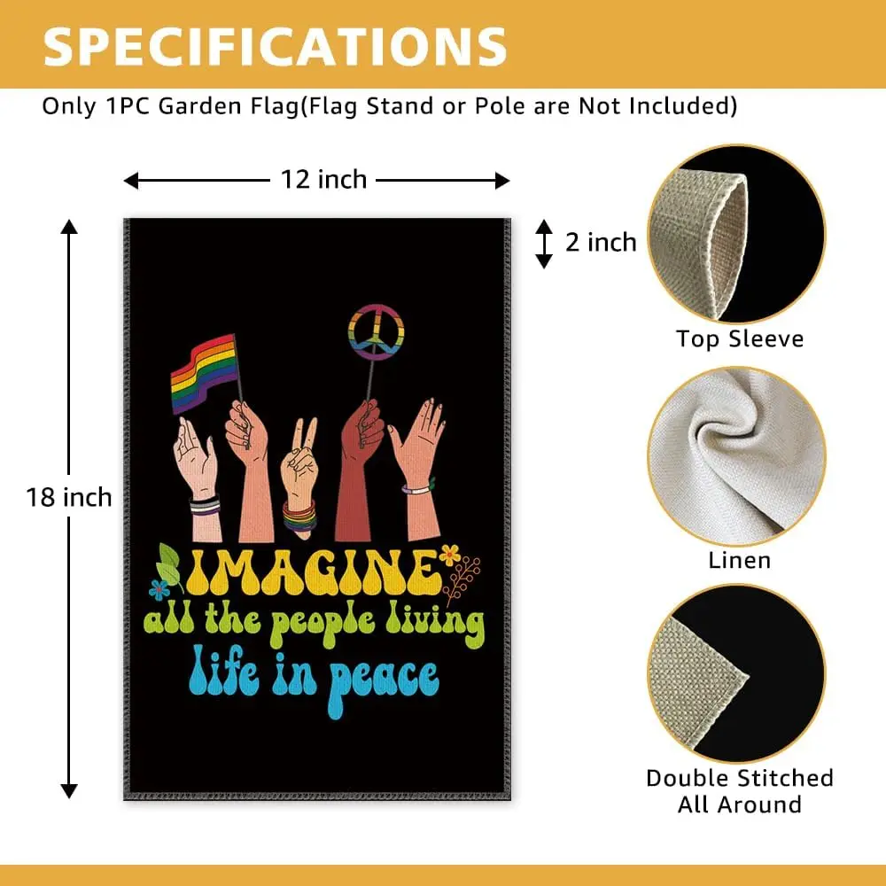 Imagine All The People Living Life In Peace Garden Flag, Welcome Garden Flag Yard Decorations, 12 x 18 Inch Double Sided Out yyi
