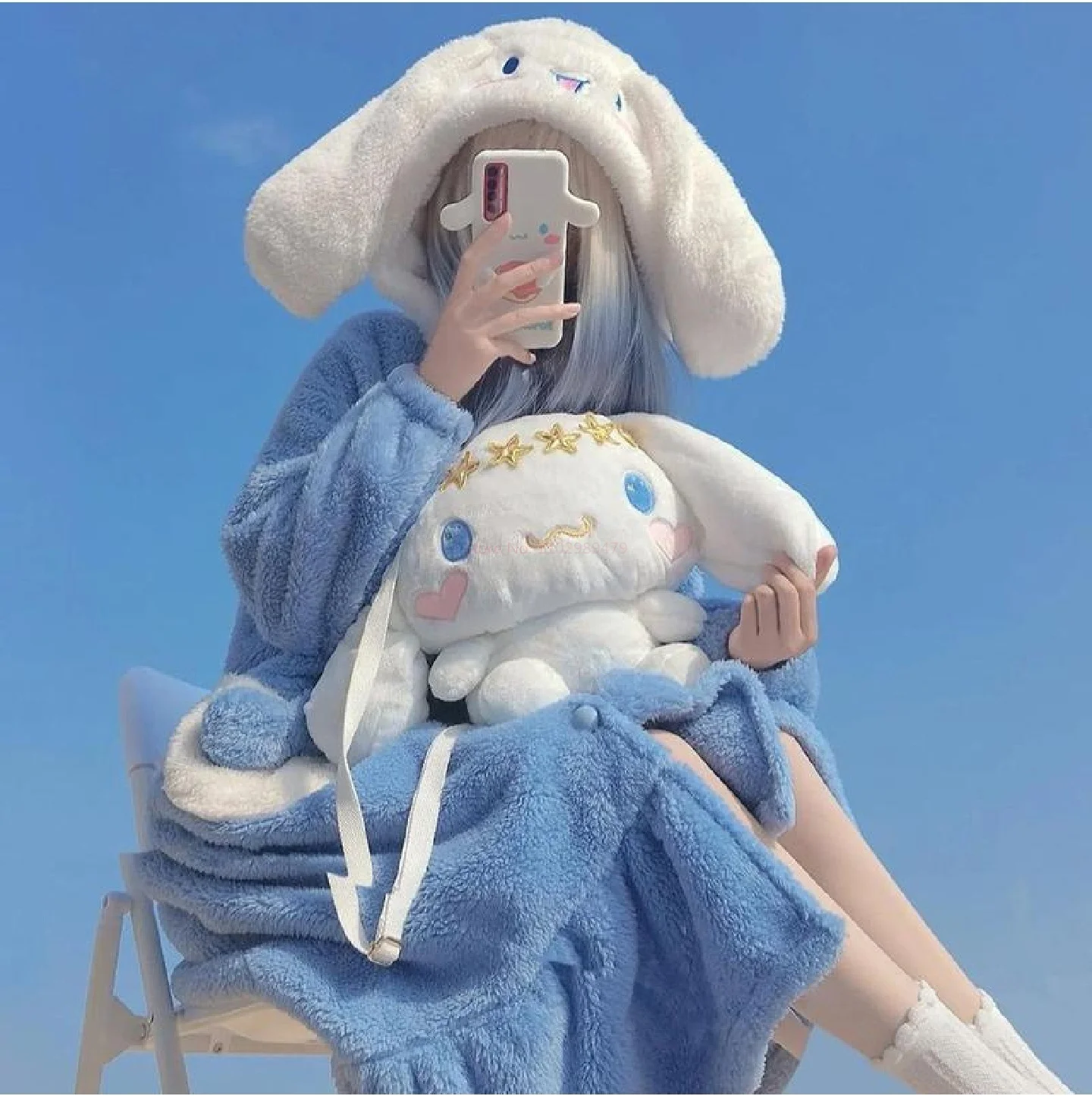 Sanrio Cinnamoroll Babycinnamoroll Coral Velvet Night-Robe Female Winter Student Cute Bathrobe Thick Thermal Pajamas Girls Gift